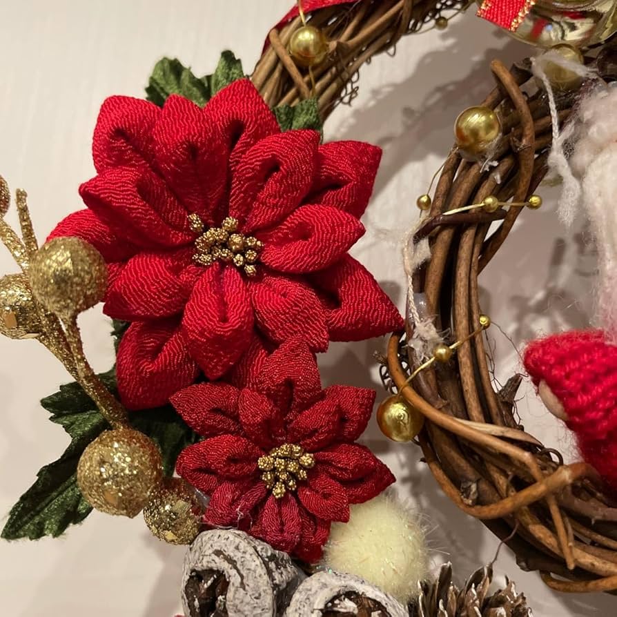 Amazon.co.jp: つまみ細工 真っ赤なポインセチアとサンタさんの Amazon.co.jp: つまみ細工 真っ赤なポインセチアとサンタさんの